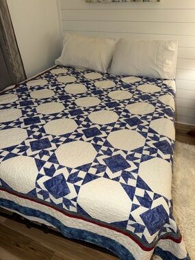 Quilts of Valor  Red, Blue and White Quilt Bedspread - Made to Honor Military.